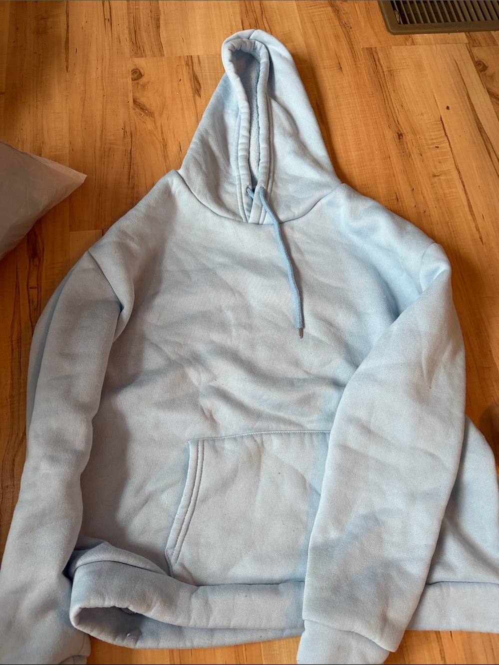 SHEIN Light Blue Women's Fleece Hooded Sweatshirt